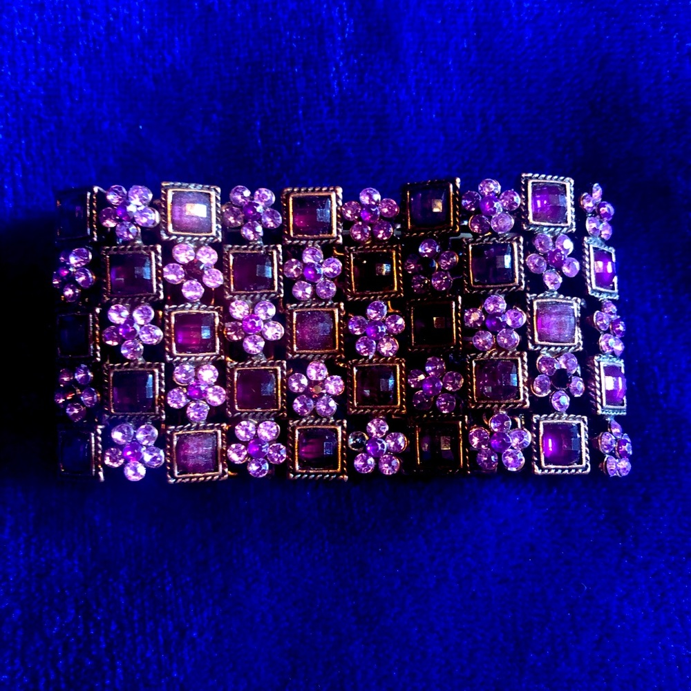Purple & Gold Stretch Cuff Bracelet